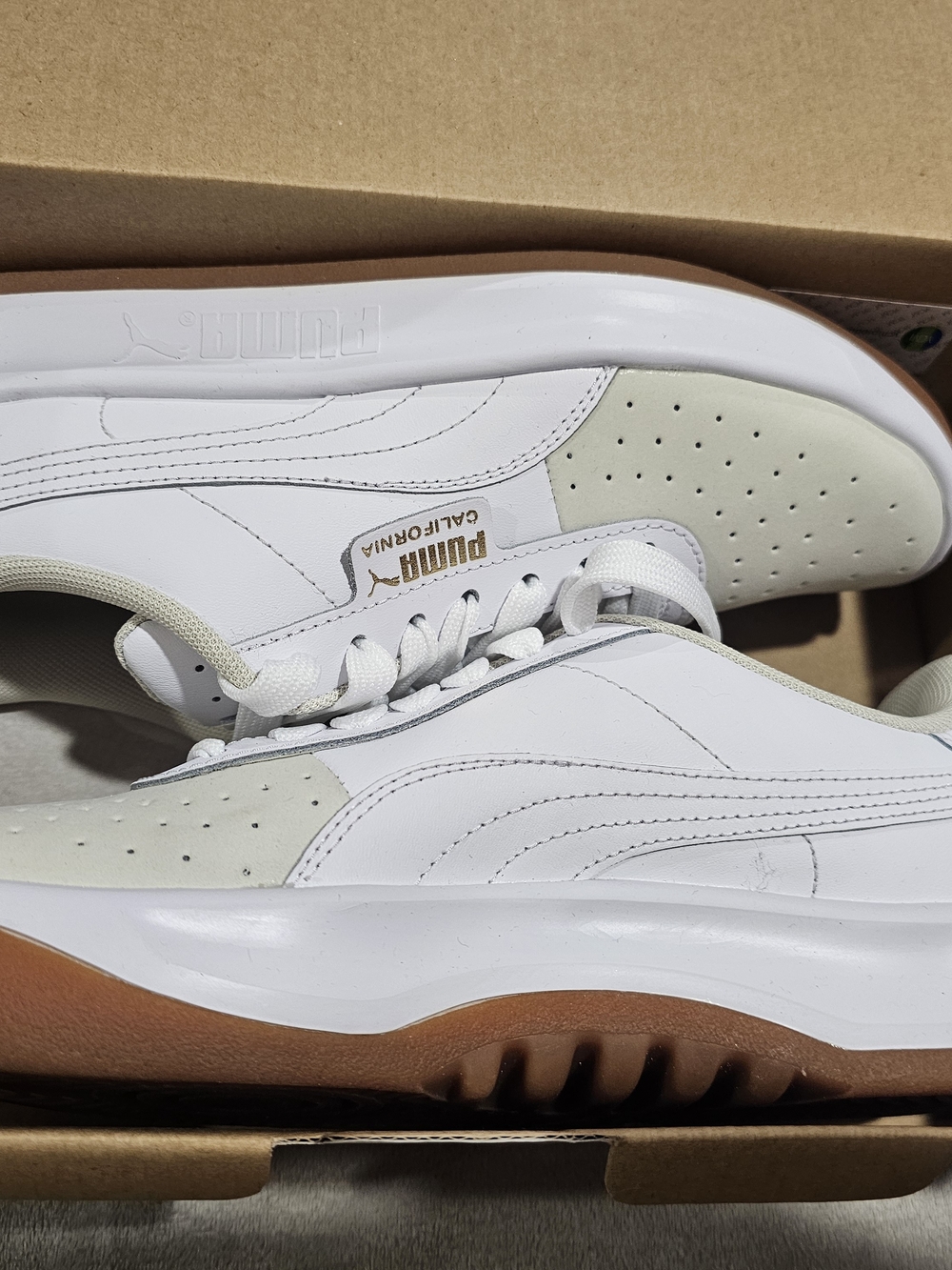 Puma White California Leather Sneakers